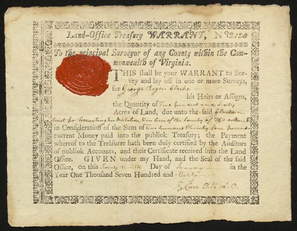 Certificate with black ink shows an intricate border and red wax seal