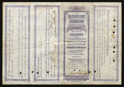 The back has various legal language including signatures and dates and is split into multiple sections with blue ink